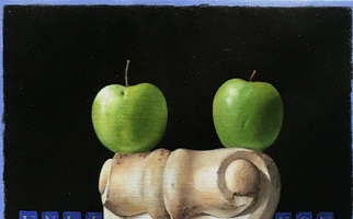 <strong>Improbable balance: marble ornament</strong> <span class="dims">20x14”</span> oil on linen